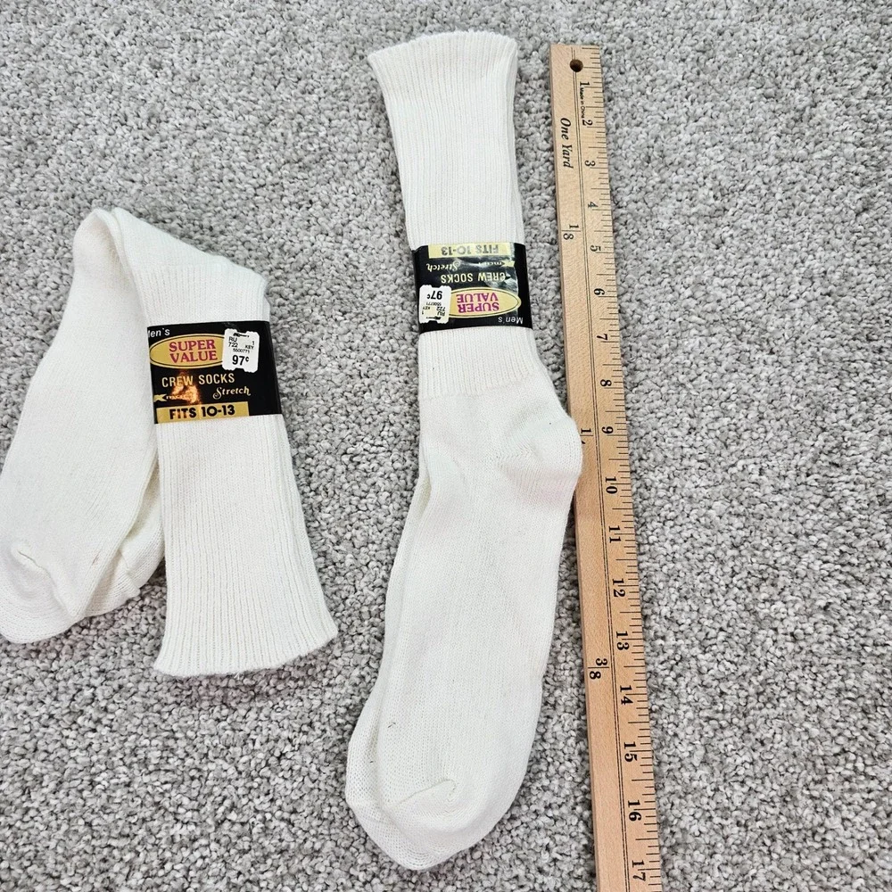 Vintage‎ Kmart Super Value Crew Socks Mens Fits Size 10-13 Stretch Cotton 2 Pair